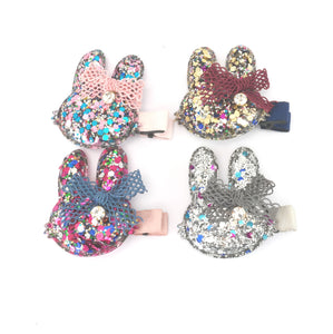 Hair clips - Bling - Bunnies - 50mm