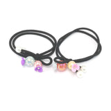 Hair bands - Pair (2) - black with pearly flowers