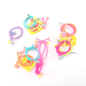 Hair bands - 4 pack (double bands)- Neon with motive (smooth)