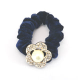 Hair bands - scrunchies - Diamante - Flower #2 - Pearl