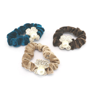 Hair bands - scrunchies - Diamante - Bear with pearl