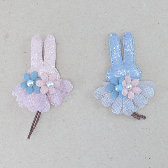 Badges/Patches - Stich on -Bunny face with  dress - (2 Pack)